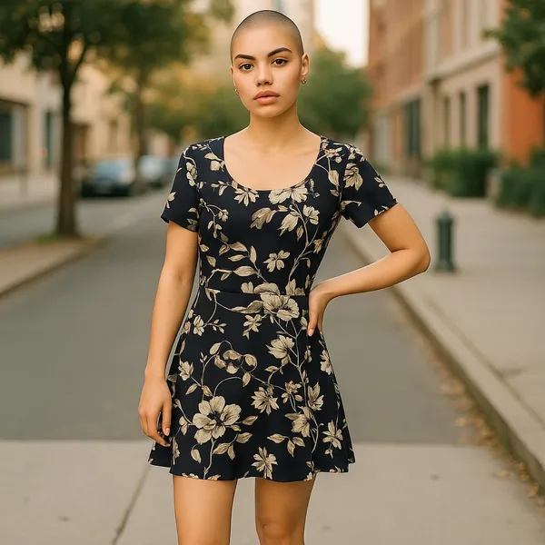 Vintage All That Jazz Plum Cream Floral Print Short Sleeve Zip Tie Back Dress M - Image 3