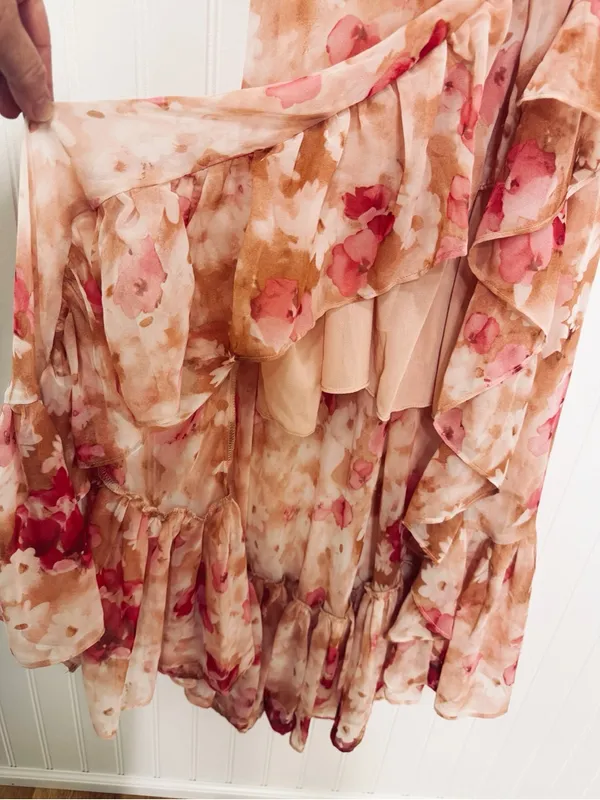 ASTR Cecilia Cowl Neck Maxi Dress Small Mauve Pink Floral Wedding Guest Revolve - Image 11