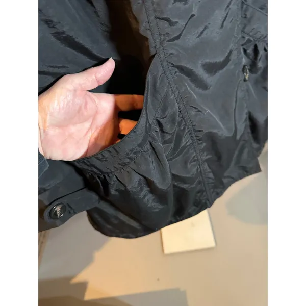 In Front Windbreaker Jacket Women's Size 2XL Black Hooded Single Breasted - Image 4