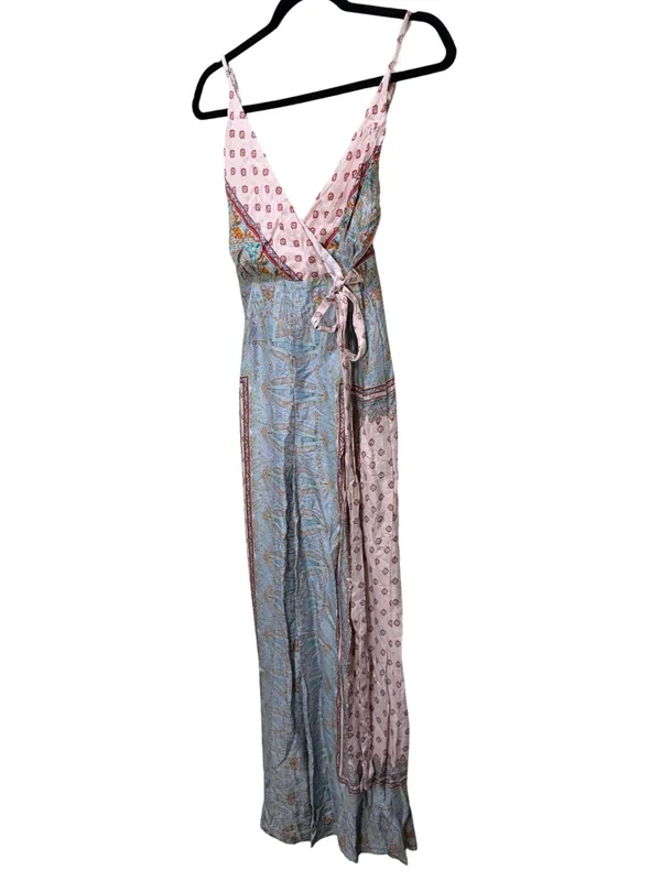 Free People Britt Printed Playsuit Jumpsuit Romper Silky Wide Leg Size 2 - Image 5