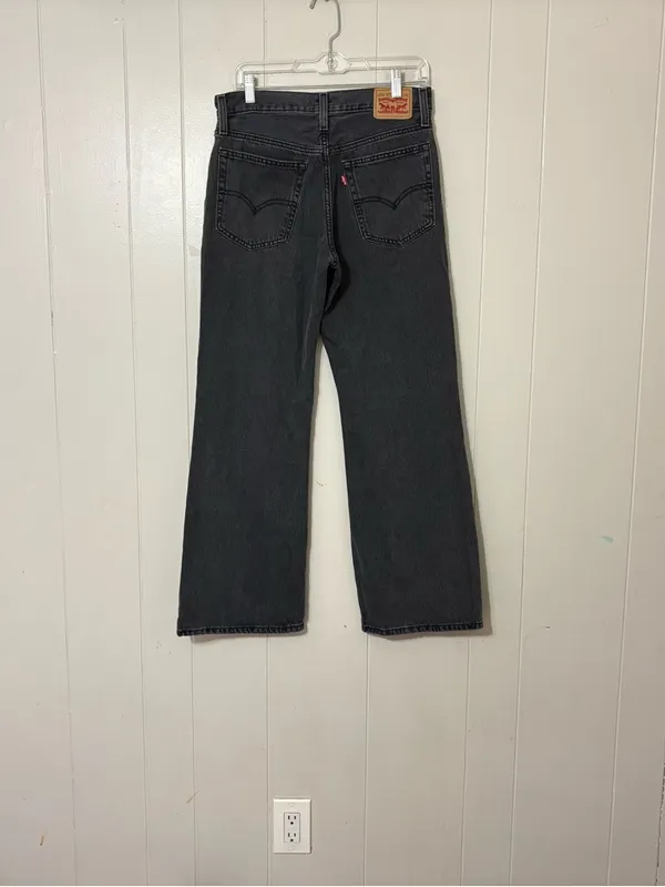 Levi’s 94 Baggy Bootcut Jeans Black Wash Size 28 Y2K - Image 9