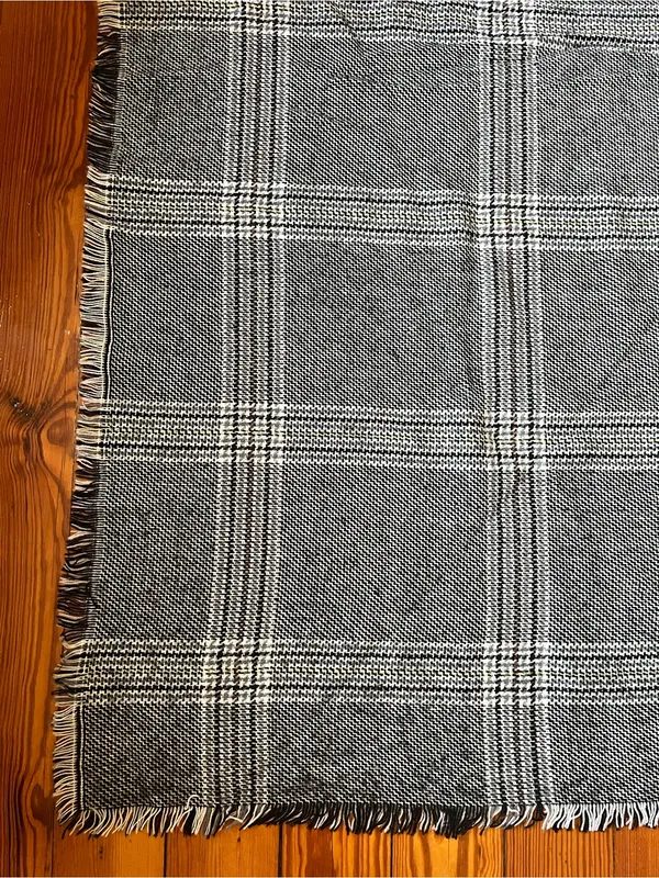 Gray Plaid Fringe Blanket Scarf - Image 3