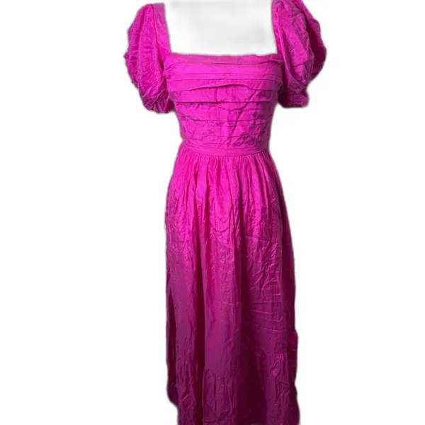 Abercrombie & Fitch Emerson Drama Bow-Back Pink Maxi Dress Tiered Size XS - Image 6