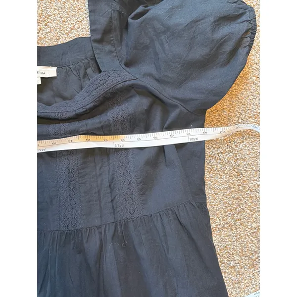 Loft Mini Dress. Black Babydoll Style. Cotton Size 14 - Image 4