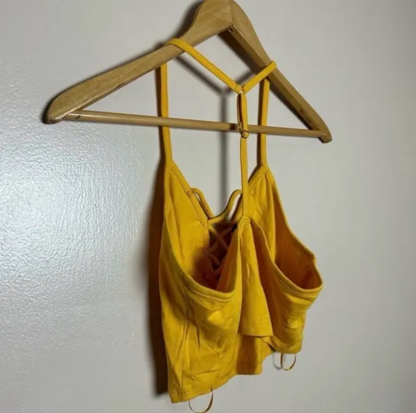 Ambiance Apparel CLEARANCE! Gold Boutique Lattice Front Crop Tank Size L NWT - Image 4
