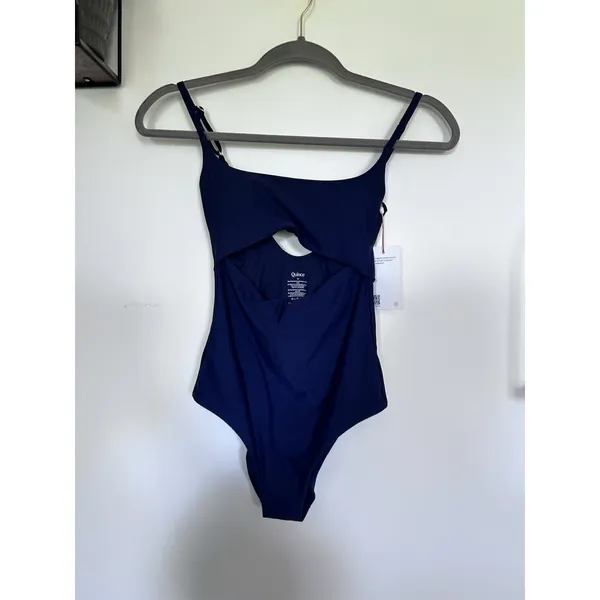 NWT Quince Deep Navy Blue Italian Cut Out One-Piece Swimsuit XS - Image 3