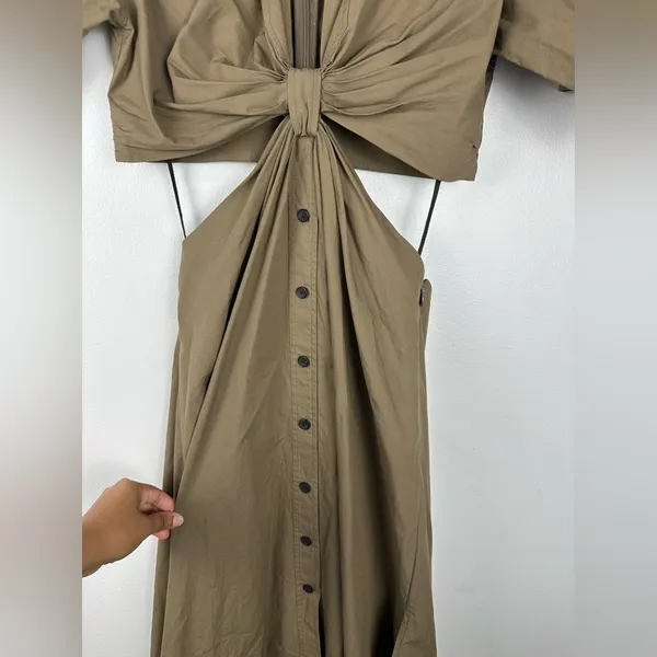 ALC Frank Georgia Cut Out Plunge Neck‎ Button Down Midi Shirt Dress Sz 6 - Image 8