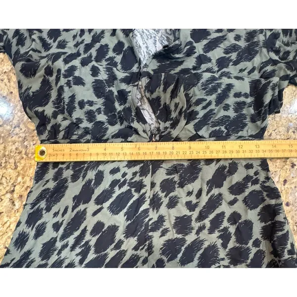 Reiss Katie‎ Animal Print Flippy Dress Green Black Long Sleeve Size 2 Loose Eye - Image 9