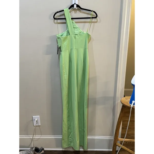 $195 Aidan Mattox Women's Green One-Shoulder Cutout Gown Dress Size 2 - Image 4
