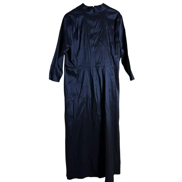 Marina Plus Size Navy Taffeta Surplice V-Neck 3/4 Sleeve Faux Wrap Dress 2X - Image 7