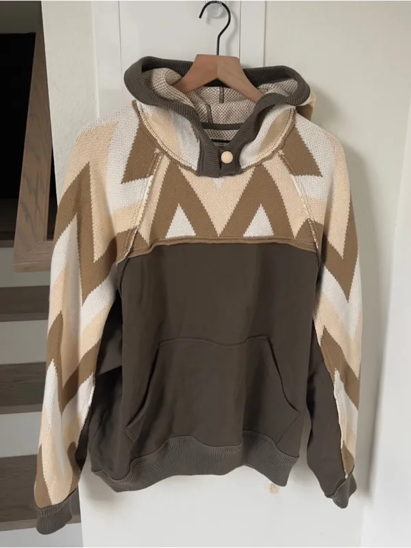 NWT Free People We The Free Seeing Double Hoodie Sweatshirt Feen Combo Green - Image 4