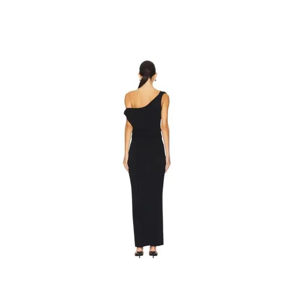 SNDYS Leena Maxi Dress in Black - Off-Shoulder Cotton Knit - Size S - Image 3
