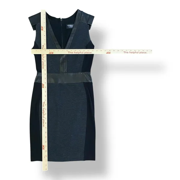 Revolve LaPina by David Helwani Black Knit & Lambskin Leather Mini Dress Size S‎ - Image 3