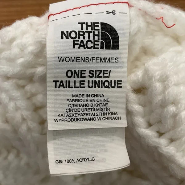 The North Face White Cable Knit Beanie Pom Womens One Size - Image 3