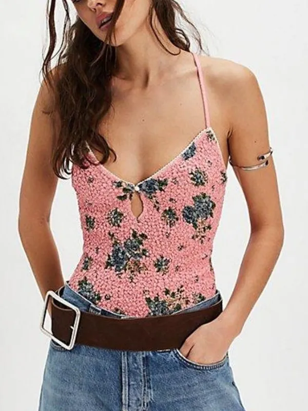 Free People Pink Seaside Rose Smocked Bodysuit - Image 2