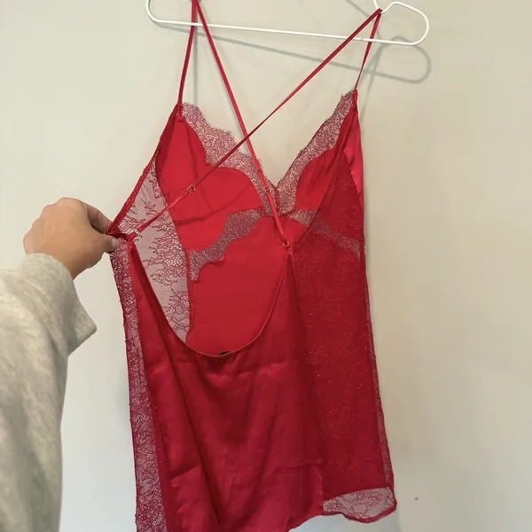 Victoria's Secret Red Slip Dress With Lace Cutouts Size Large 1185 - Image 7