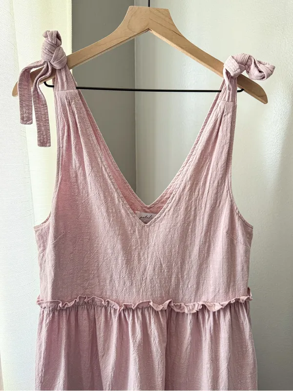 Petal & Pup Pink Tie Strap Tiered Shift Dress Size 6 - Image 3
