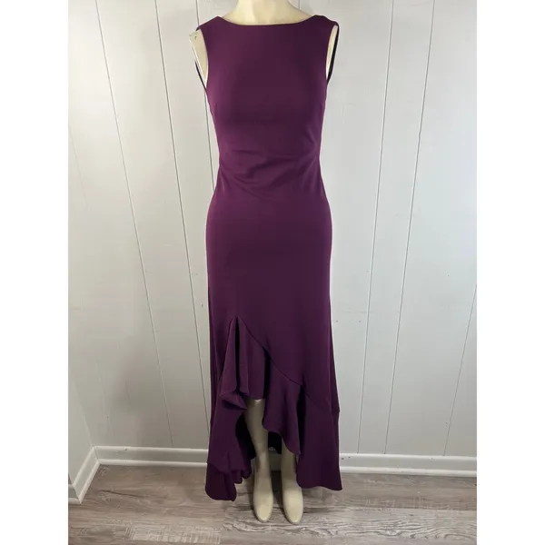 Vince Camuto Ruffle Front Sleeveless Maxi Dress Gown Plum New Size 2 NWOT - Image 5