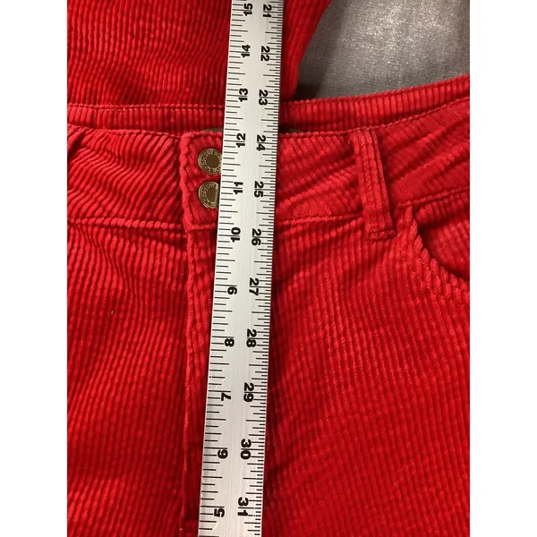 Judy Blue Red Corduroy Wide Leg Pants Women's 14W Flare Button Fly - Image 4
