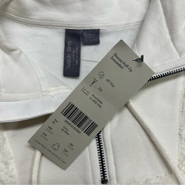 Sweaty Betty Sherpa Half Zip Sweatshirt Sweater SOFT Lily White Womens XS NWT - Image 7