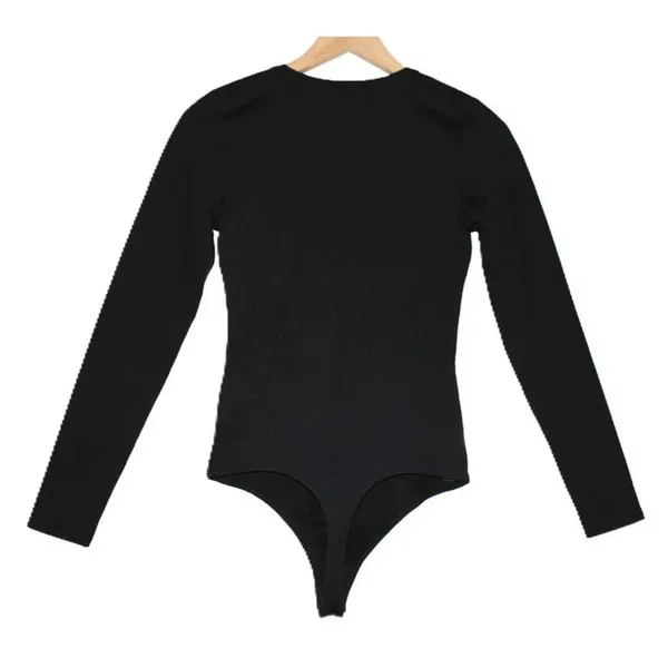 Womens Abercrombie & Fitch Soft AF Collection Black Cutout Bodysuit Top Size S - Image 2