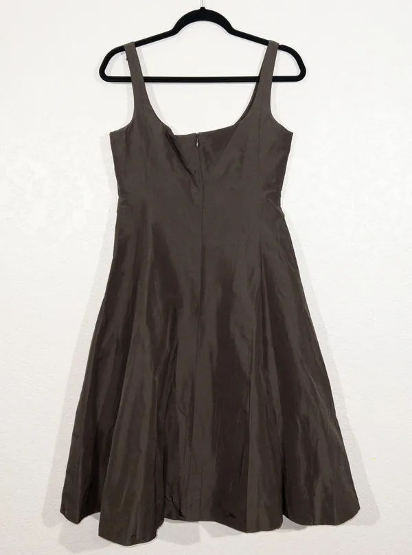 NWT J. Crew Espresso Brown 100% Silk Fit & Flare Dress Size 8 - Image 5