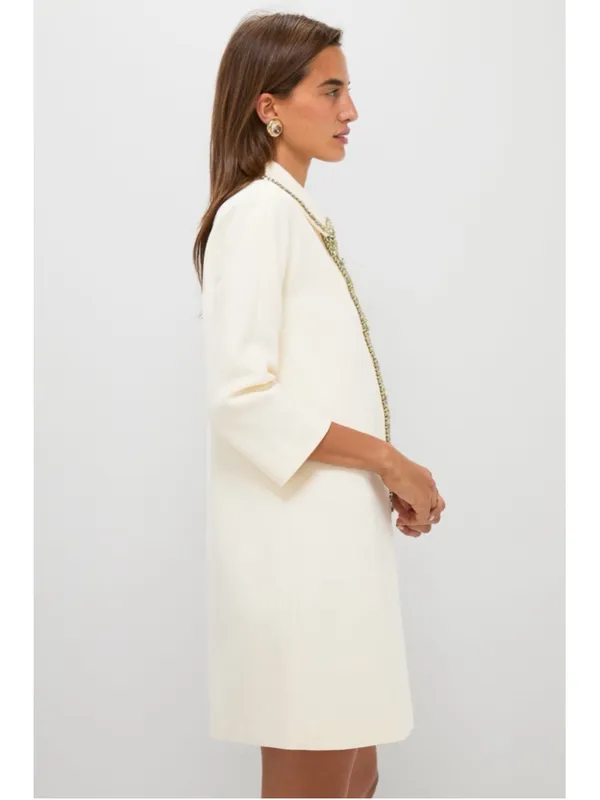 New Tuckernuck Winter White Embellished Nicola Dress Large Boxy Formal Classic - Image 4