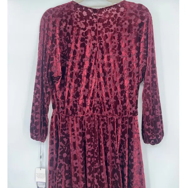 Tommy Hilfiger Burnout Velvet Dress Sz 6 Whimsigoth Burgundy Sheer Romantic Goth - Image 9
