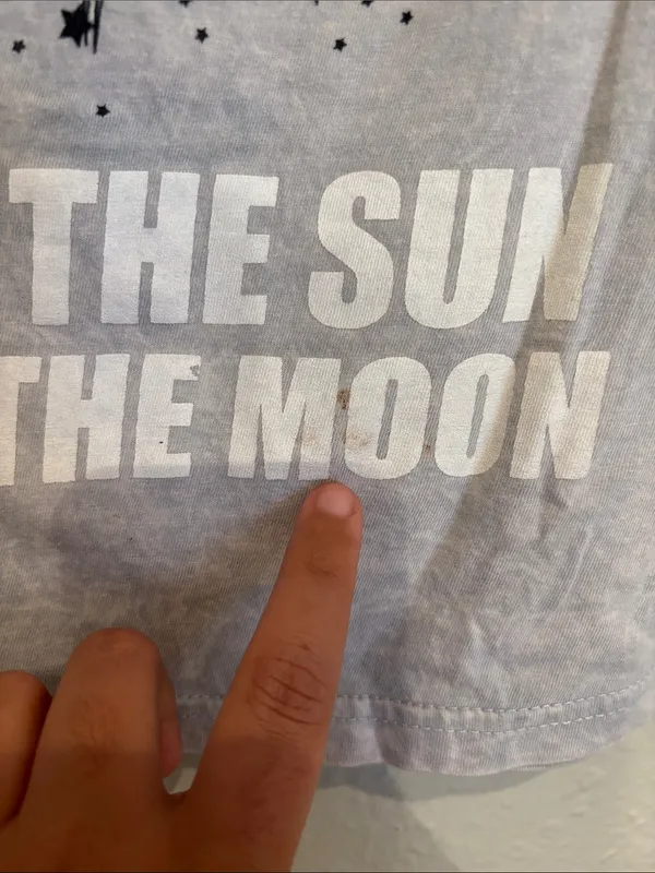 On Fire Stonewash Light Gray Sun & Moon Graphic Tee - Image 6