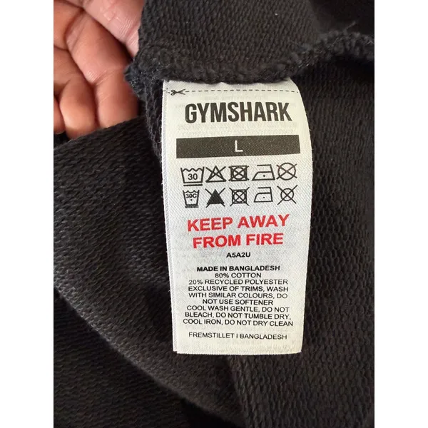 Gymshark Fitness Womens Large Black Short Sleeve‎ Raw Edge Sweatshirt A5A2U Logo - Image 8
