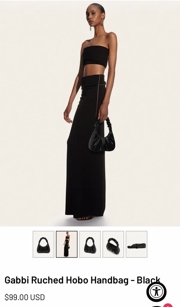 JW Pei Gabbi Ruched Hobo Bag Black - Image 2