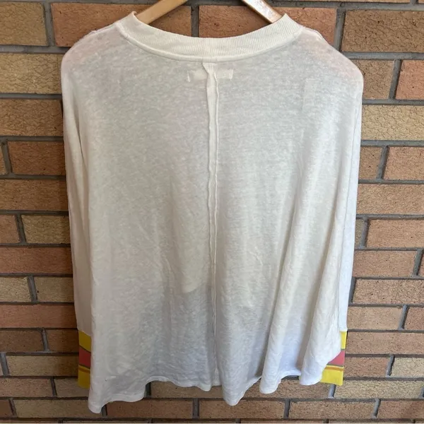 NWT We the Free White High Low Hem Stripe Statement Cuff Oversized Top Small - Image 2