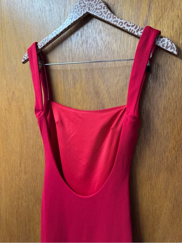 Babyboo Cyanne Square Neck Thigh Slit Scoop Back Maxi Dress Red XS Date Night - Image 8