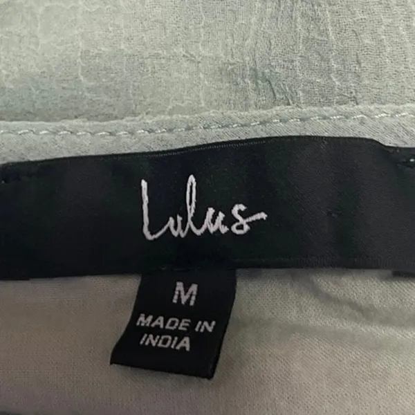 Lulus Green Long Sleeve Embellished Faux Wrap V Neck Peplum Blouse Top Size M - Image 4