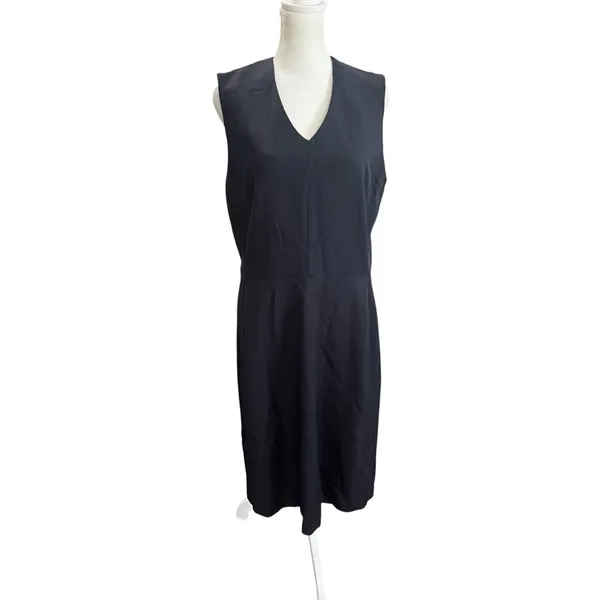 MM LaFleur Black Sheath Dress 12 Sleeveless Career Minimalist Stretch Midi - Image 2
