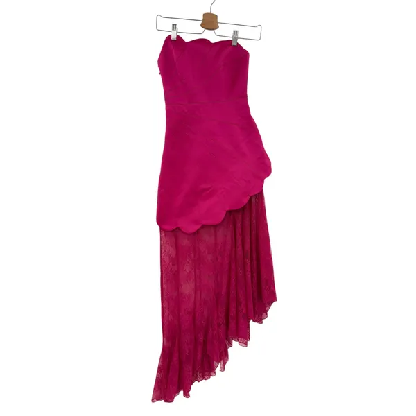 Meshki Aleena Satin Lace Strapless Maxi Dress Dragonfruit Pink XXS NWT - Image 3