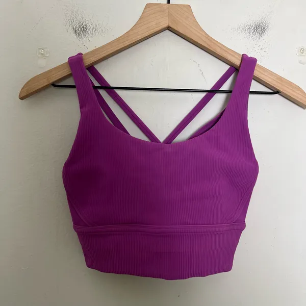 LULULEMON- Energy Longline Bra Ribbed Luxtreme Purple Size 6 - Image 2
