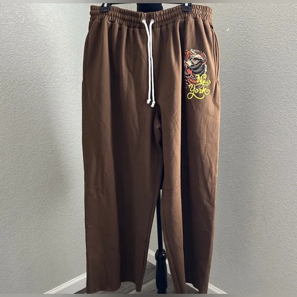 Brown Graphic Jogger Pants Size 1X - Image 3