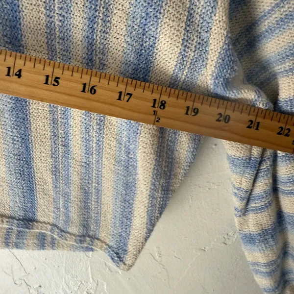 Billabong Striped Lace Up Knit Sweater Pullover Women M Blue Cream‎ Surfer Beach - Image 7
