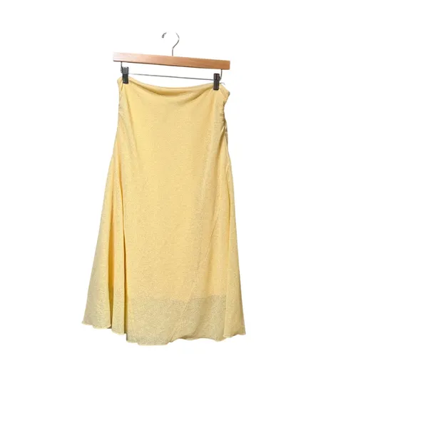 Princess Polly Yellow Textured Midi Skirt High Waisted Side Ruched US 4 - Image 3