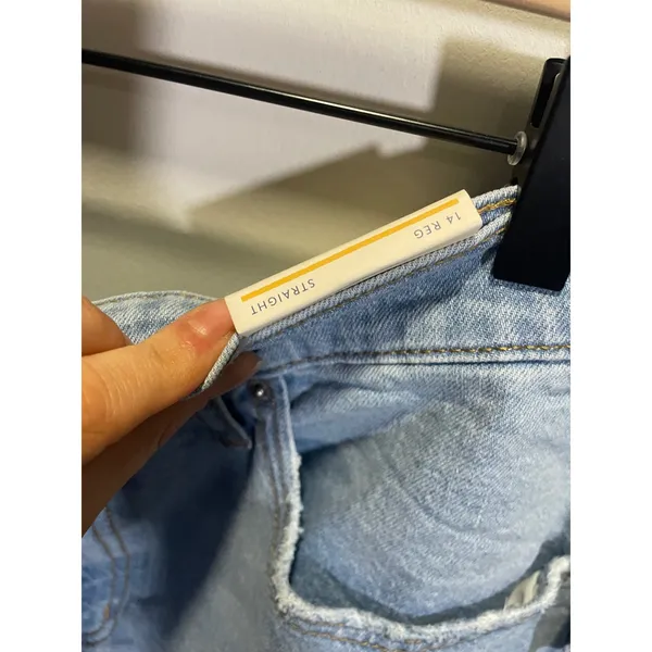 Universal Thread Jeans Women 14 Light Blue High Rise 90s‎ Straight Raw Hem Denim - Image 3