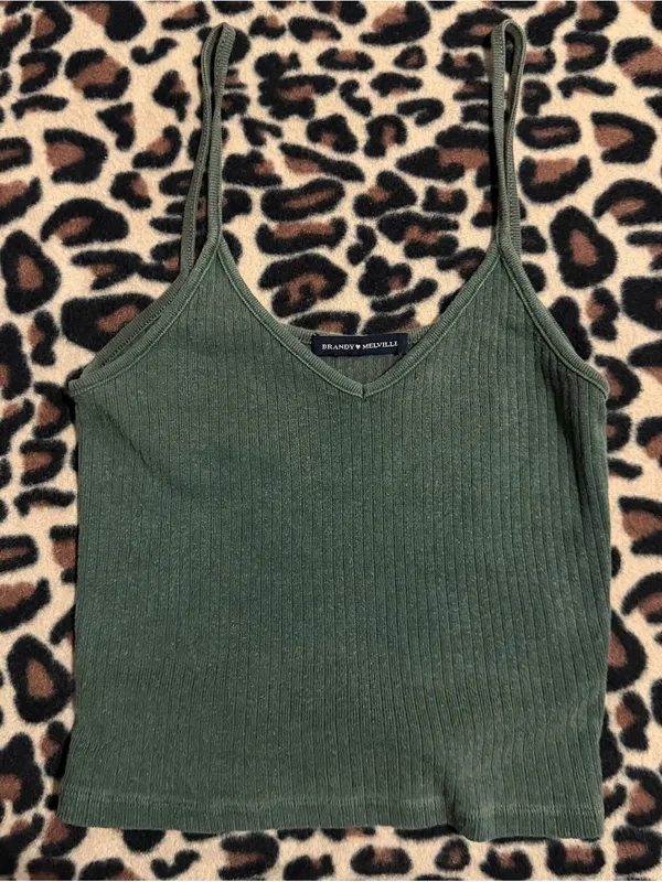 brandy melville lorene forest green ribbed tank top - Image 2