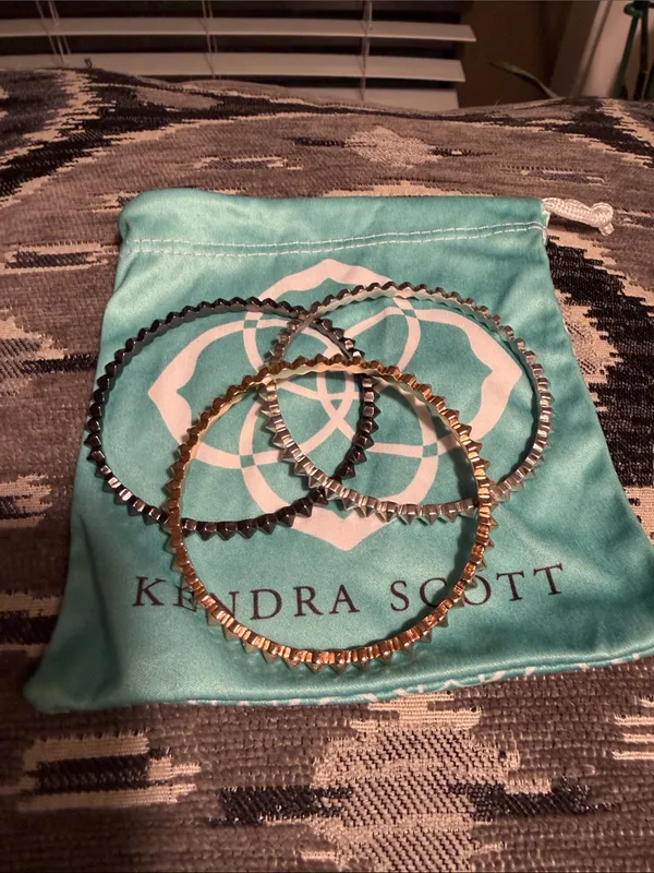 Kendra Scott Metallic Spike Bangle Set - Gold, Silver, Black - Image 2