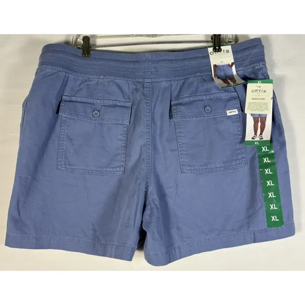 Orvis womens shorts blue pockets pull up tie front XL NWT - Image 2