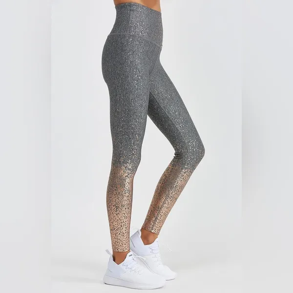 Beyond‎ Yoga Alloy Gray Ombre Rose Gold Speckled High Rise Athletic Leggings - Image 2