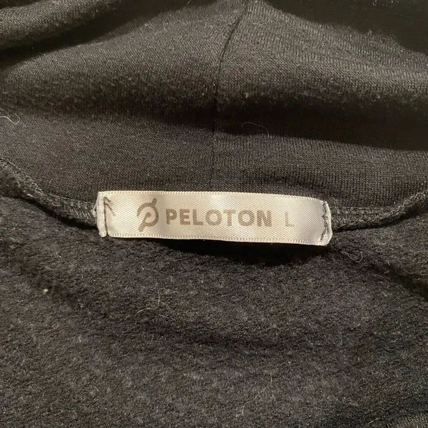 Peloton Black Funnel Neck Sweatshirt Pullover Logo Hoodie Size L - Image 4