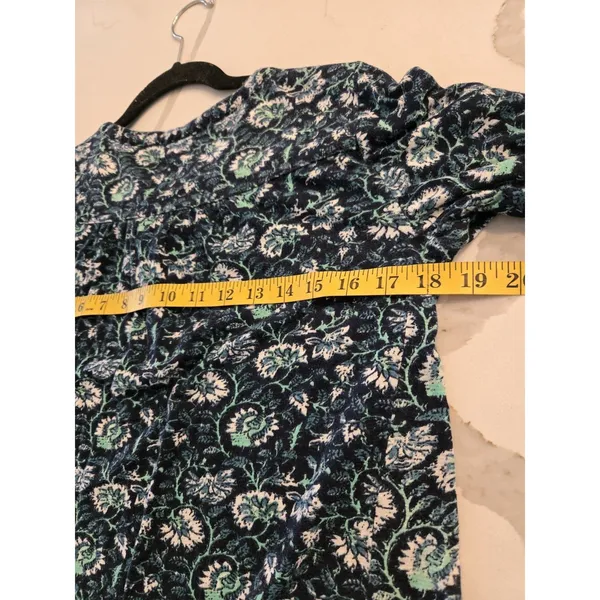​Lucky Brand Small Floral Paisley Henley 3/4 Sleeve Women Blue Cotton Knit Top - Image 7