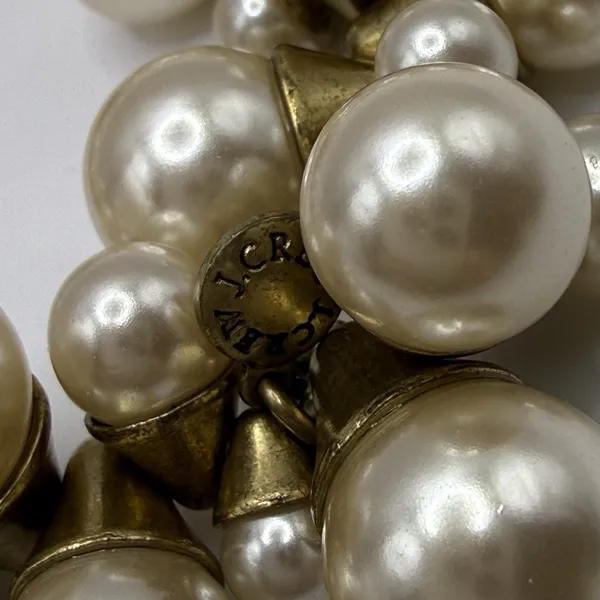 J.CREW Bracelet Cha Cha Champagne Faux Pearl Statement Stretch Gold‎ Tone - Image 3