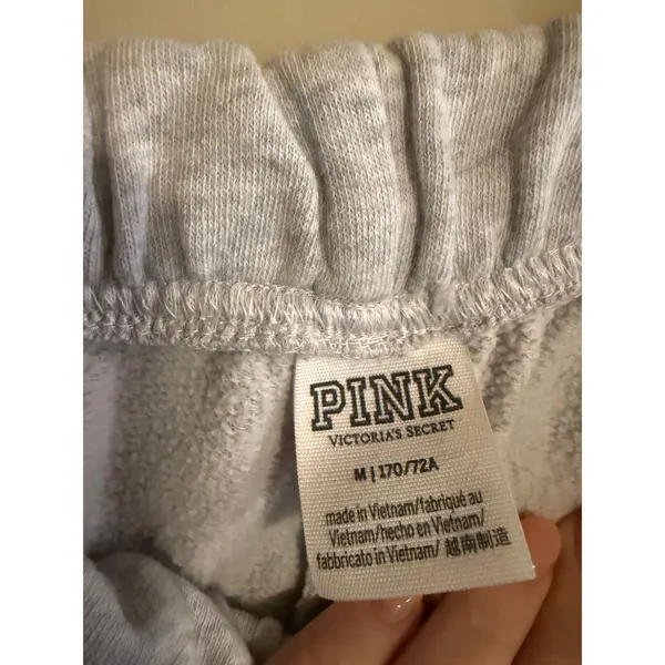 Victoria's Secret PINK Gray Fleece Dolphin Lounge Shorts Logo Back Size Medium - Image 3