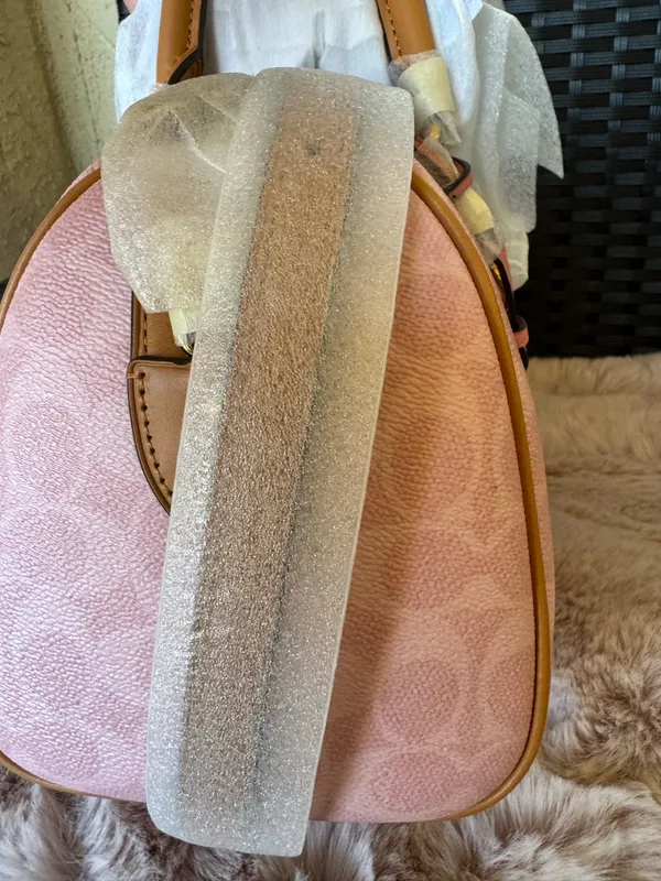 Coach Rowan Satchel Bag Signature Canvas With Charms Gold/Powder Pink CEA18 NWT - Image 3
